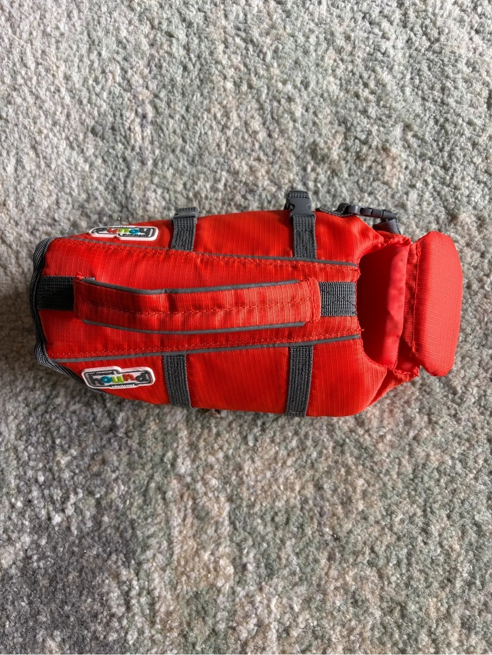 Outward Hound Bright Red Dog Life Vest with Gray Straps